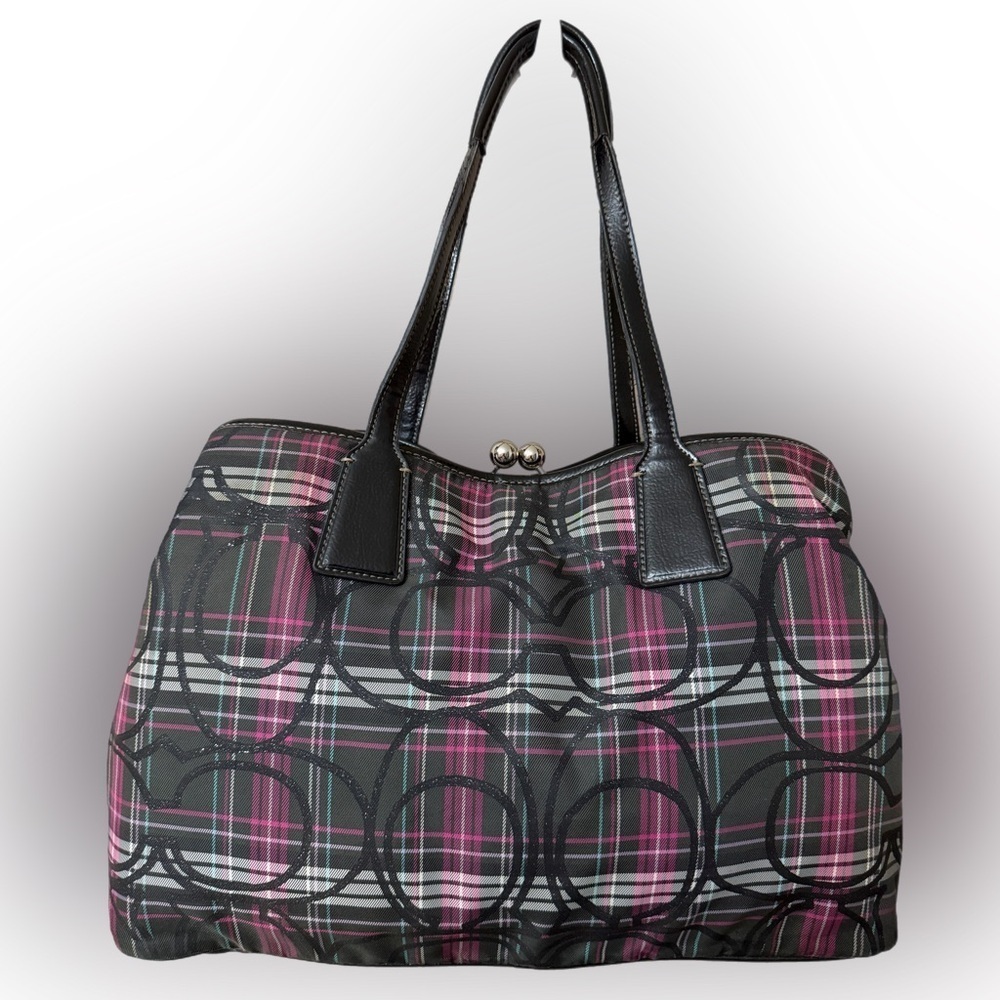 Coach Multicolor Plaid Tote Bag - Picture 2 of 14